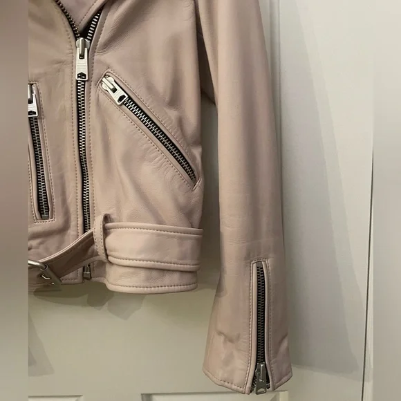 All Saints Blush Pink Genuine Leather Jacket - Picture 2 of 6